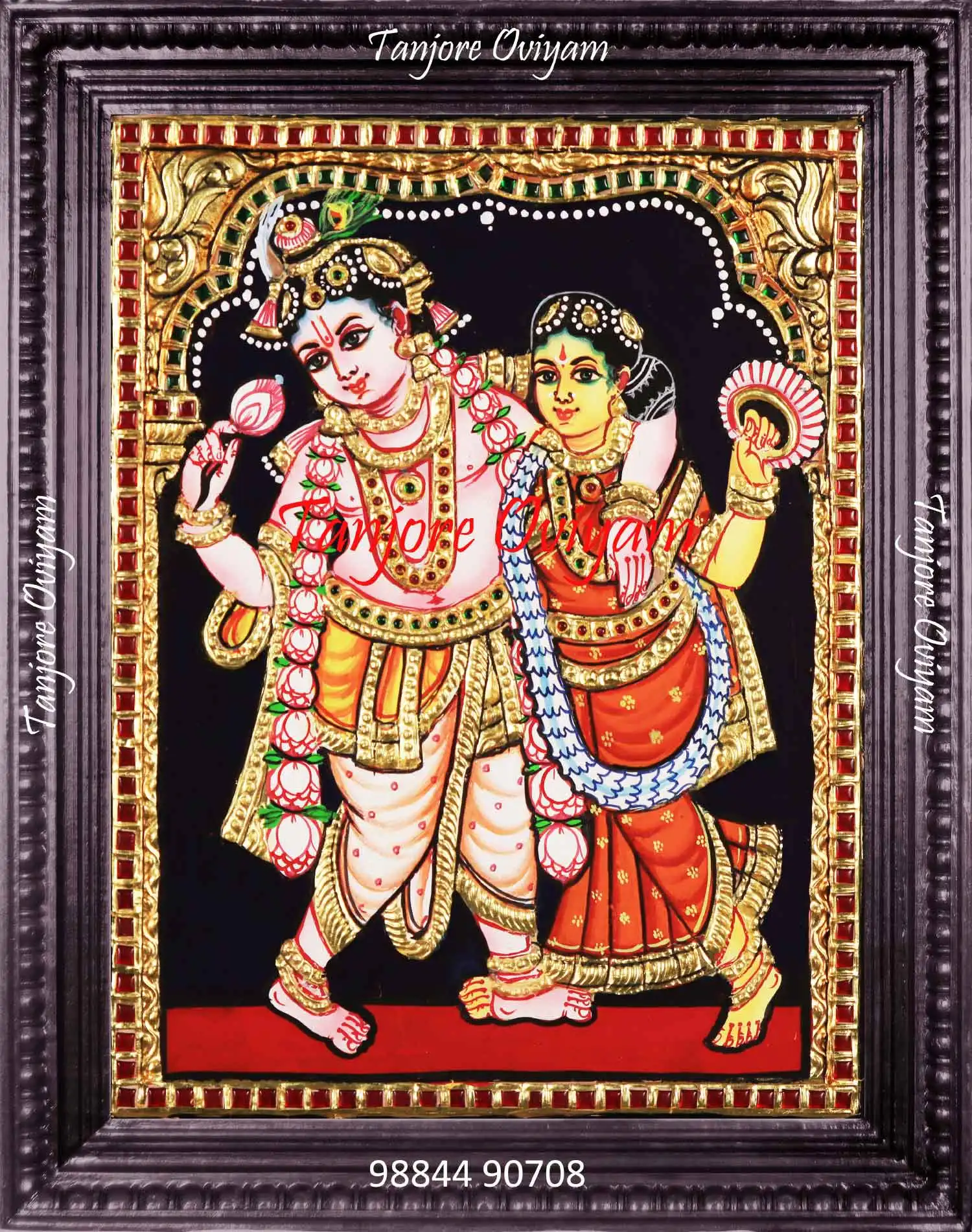Dancing Radha Krishna Tanjore Painting